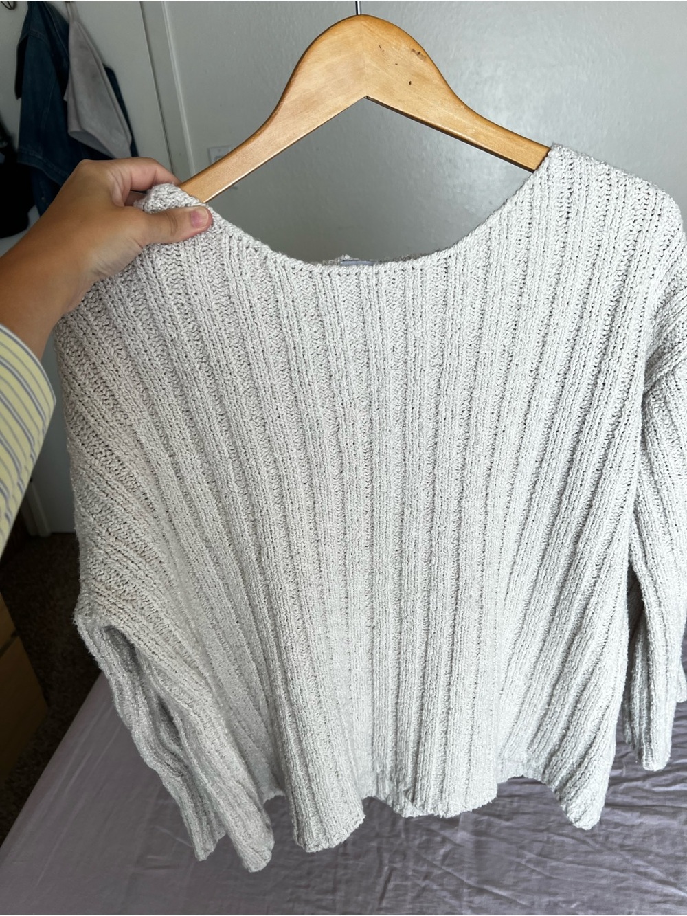 ASOS Cream Ribbed Scoop-Neck Sweater